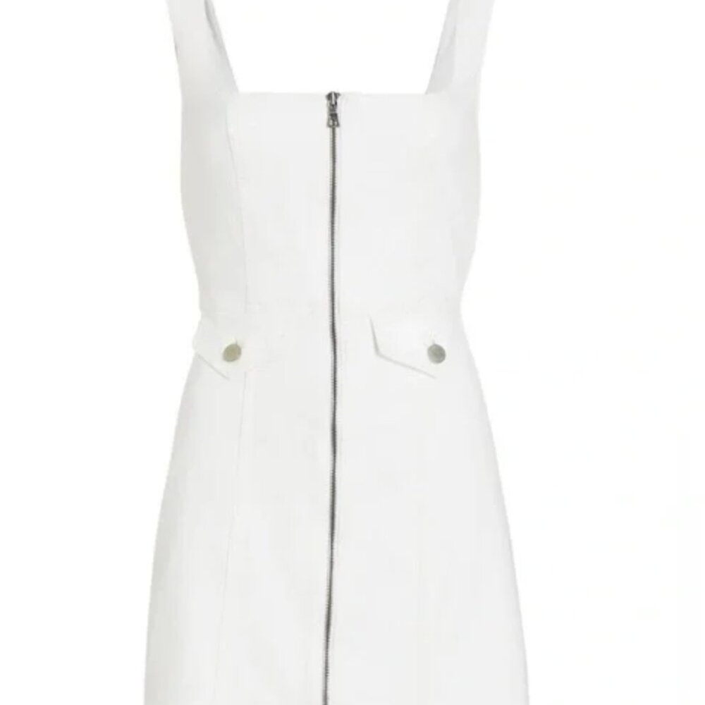 Alice & Olivia Thersa Zip Front White Denim Dress